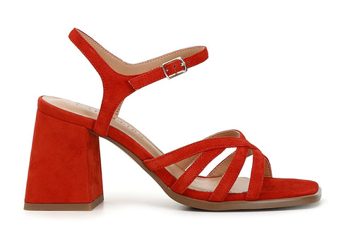 CafèNoir sandali listelli in pelle scamosciata rossa C1MB5090-R007