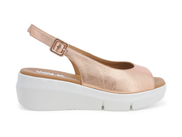 Melluso sandali donna in pelle rosa metallizzata con zeppa R80421-225170