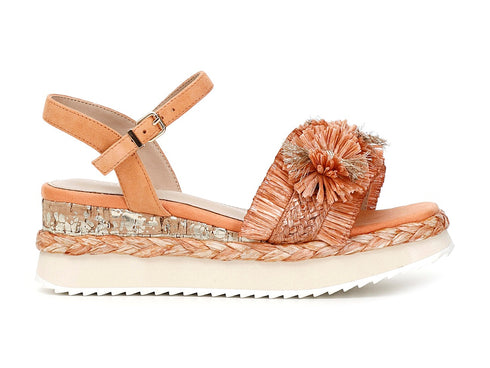 CafèNoir sandali zeppa con una fascia rafia arancione C1HP9140-R003