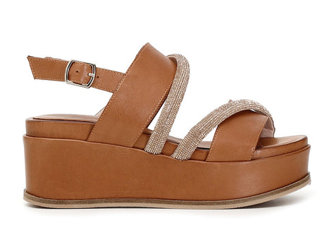 CafèNoir sandali 2 fasce con cinturini strass C1HC1290-M007