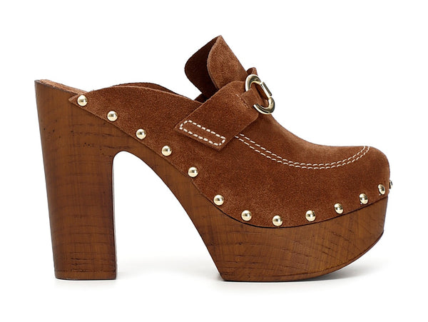 CafèNoir sabot morsetto tacco alto tomaia camoscio marrone tabacco C1HL6050-M017