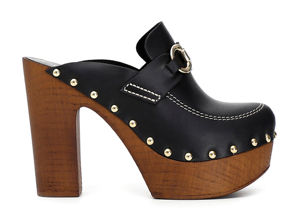 CafèNoir sabot morsetto tacco alto tomaia pelle nera C1HL1050-N001