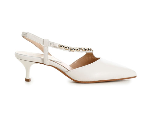 CafèNoir Slingback Elegante Cinturino asimmetrico in Pelle off white C1EF4016-W022