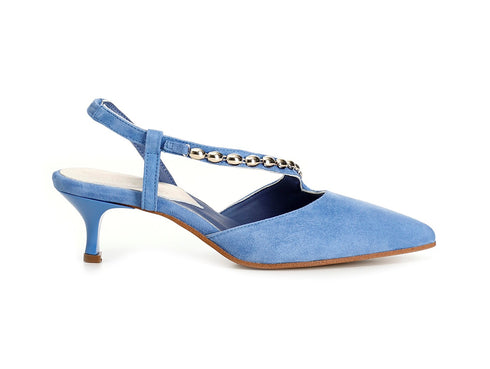 CafèNoir Slingback con Cinturino asimmetrico in Camoscio Blu Jeans C1EF5016-B017