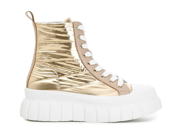 CafèNoir sneakers stringate alte tomaia tessuto oro platino C1DM9410-Z012