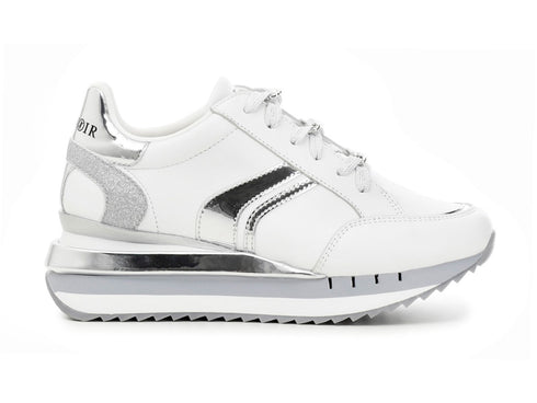 CafèNoir sneakers in pelle con dettaglio catena bianco argento C1DN1380-W001