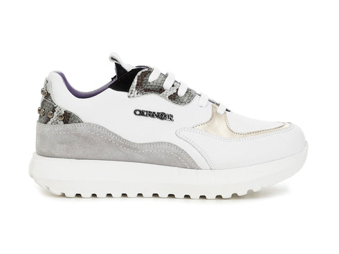 CafèNoir sneakers donna borchie tomaia pelle bianca C1DH1010-W005