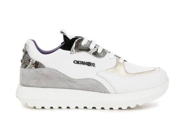 CafèNoir sneakers donna borchie tomaia pelle bianca C1DH1010-W005