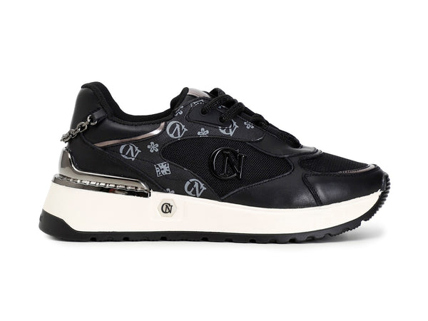 CafèNoir sneakers tessuto logato e pelle nera C1DL9430-N001