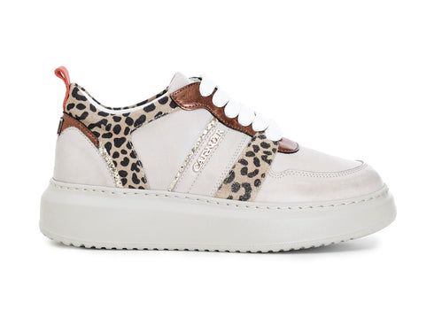 CafèNoir donna sneakers animalier e pelle bianca C1DE1640-M005