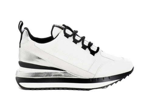 CafèNoir sneakers zeppa rialzata tomaia pelle bianca C1DN1560-W002