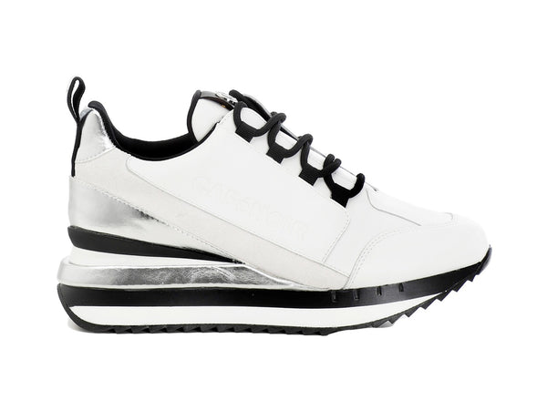 CafèNoir sneakers zeppa rialzata tomaia pelle bianca C1DN1560-W002