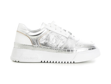 CafèNoir Sneakers Lacci Donna in pelle metallizzata Argento C1DC8001-L001
