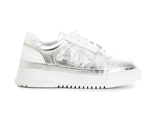 CafèNoir Sneakers Lacci Donna in pelle metallizzata Argento C1DC8001-L001