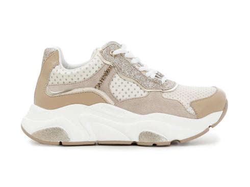 CafèNoir donna sneakers con glitter in pelle beige C1DA1140M003