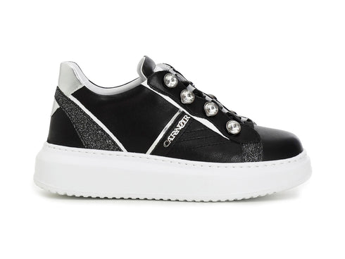 CafèNoir sneakers con strass tomaia pelle nera C1DE1620-N001