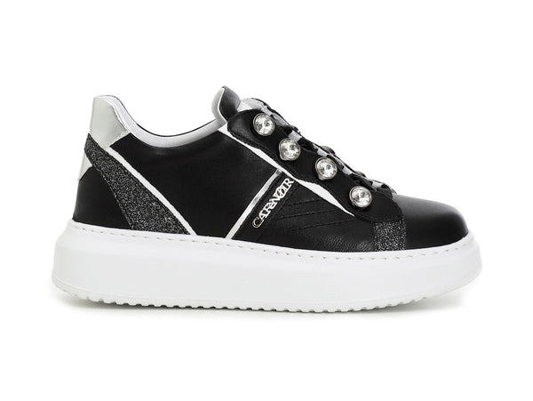 CafèNoir sneakers con strass tomaia pelle nera C1DE1620-N001