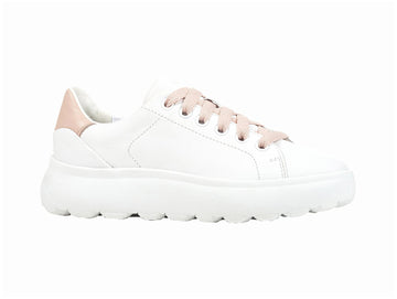 Geox Donna Sneakers Spherica EC4.1 Primavera Estate in Pelle Bianca D35TCB-BIANCA