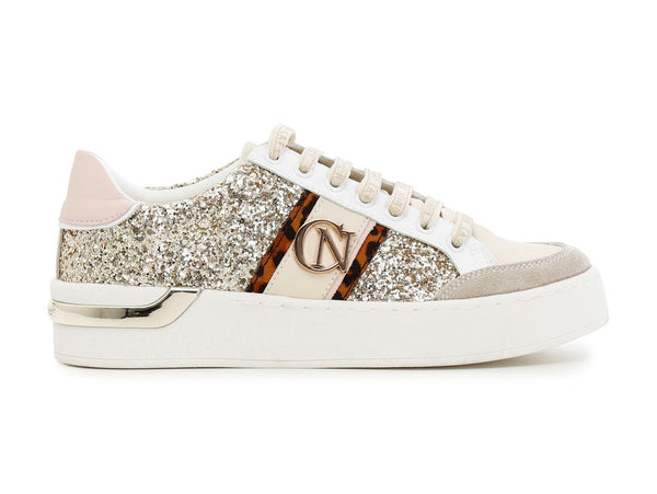 CafèNoir donna sneakers stringate in glitter oro platino C1DS9220-L002