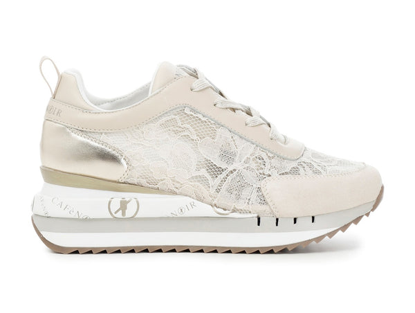 CafèNoir sneakers zeppa in pizzo e pelle beige C1DN9320-M008