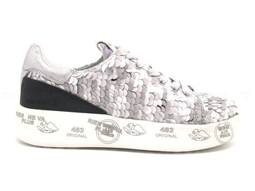 Premiata belle sneakers paillettes donna grigio