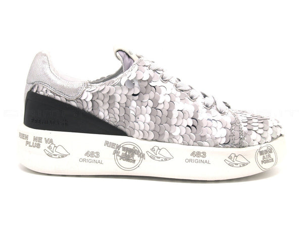 Premiata belle sneakers paillettes donna grigio