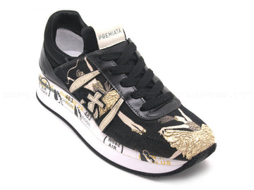 Premiata liz tessuto fantasia donna nero