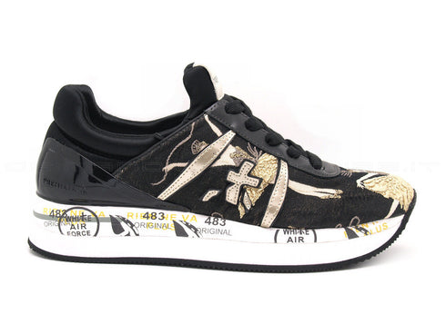 Premiata liz tessuto fantasia donna nero