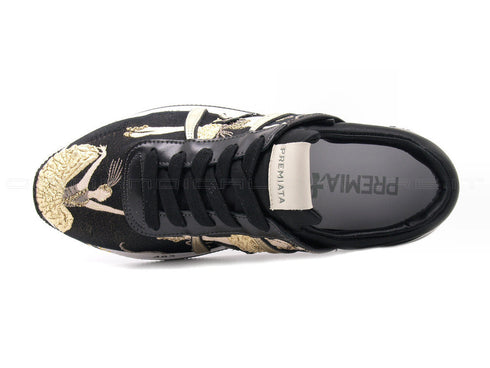 Premiata liz tessuto fantasia donna nero