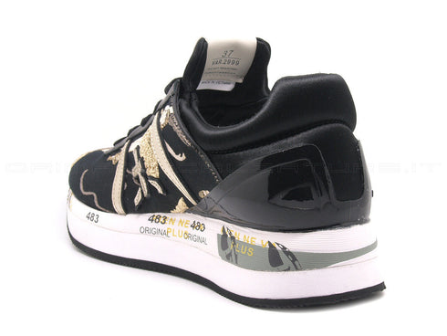 Premiata liz tessuto fantasia donna nero