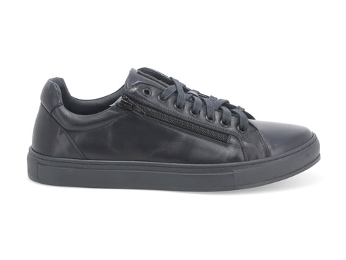 Melluso uomo sneakers comode con zip in pelle U18100B-220577 nero