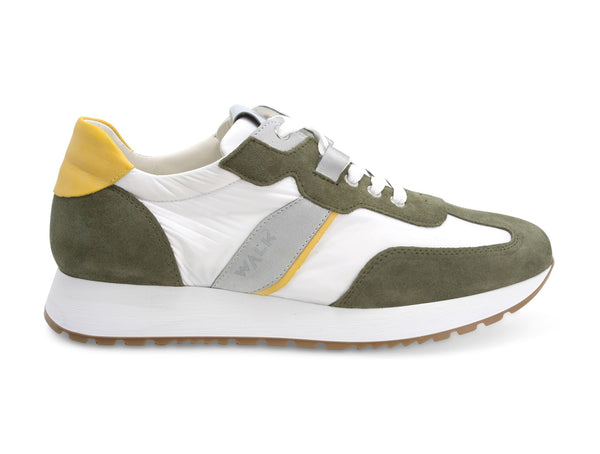 Melluso uomo sneakers in tessuto bianco e camoscio verde U16401-212504