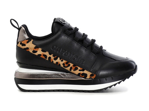 CafèNoir sneakers zeppa rialzata tomaia pelle nera C1DN1560-N051