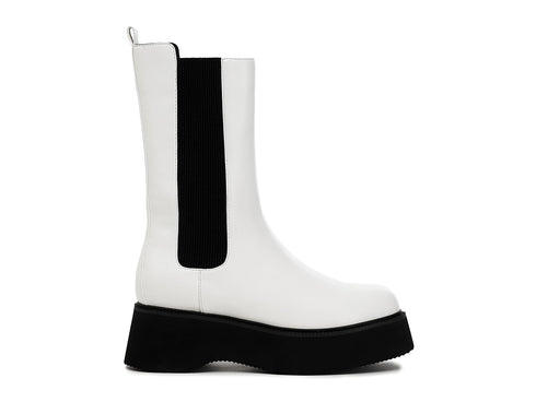 CafèNoir stivaletto chelsea platform in similpelle bianco C1FL9040-W001