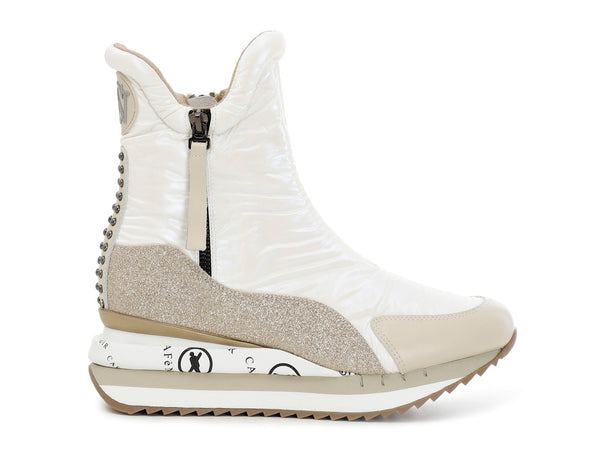 CafèNoir stivaletti invernali con zip e zeppa logata bianco C1DN9530-W015