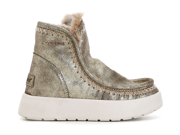 CafèNoir stivaletti pelle scamosciata glitterata oro platinoC1DZ6110-Z012
