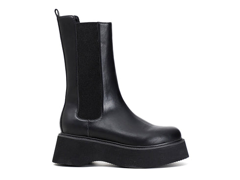 CafèNoir stivaletti chelsea platform in similpelle nera C1FL9040-N001