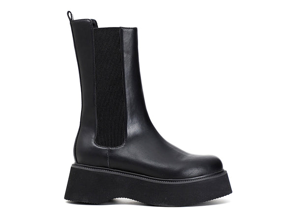 CafèNoir stivaletti chelsea platform in similpelle nera C1FL9040-N001