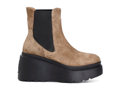 CafèNoir stivaletto zeppa alta chelsea camoscio marrone C1HB6060-M017