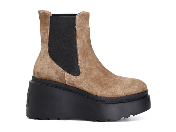 CafèNoir stivaletto zeppa alta chelsea camoscio marrone C1HB6060-M017