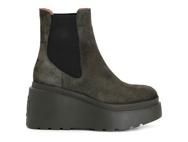 CafèNoir stivaletti zeppa alta chelsea camoscio verde C1HB6060-G029