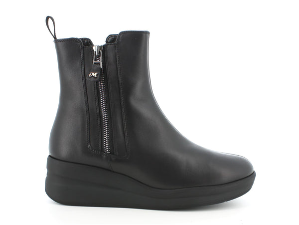 Melluso stivaletti zip comfort pelle con zeppa neria R25611A-207658