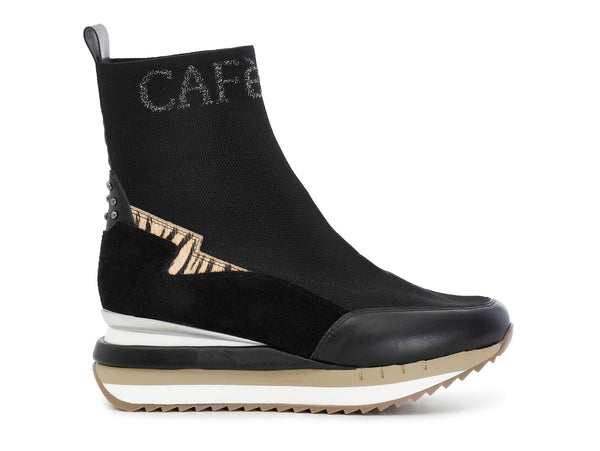 CafèNoir stivaletti zeppa tomaia elasticizzata nera C1DN9550-N001