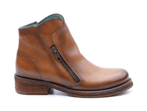 Felmini stivaletti due zip tomaia pelle marrone cuoio D177