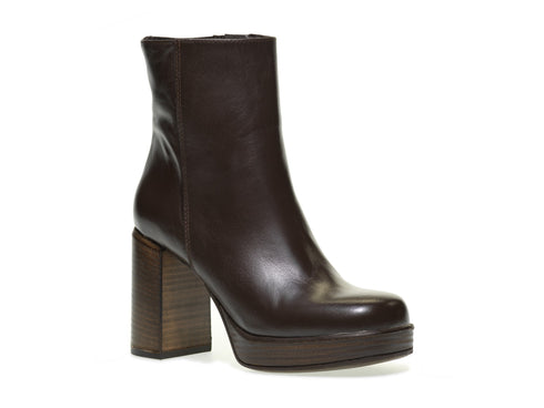 Frau leather zip ankle boots with high plateau heel
