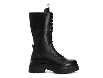 CafèNoir stivale anfibio lacci e zip tomaia pelle nera C1EC1040-N001