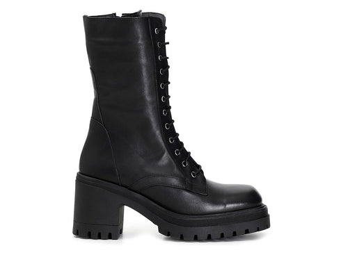 CafèNoir stivaletti lacci con zip tomaia pelle nera C1GA1420-N001