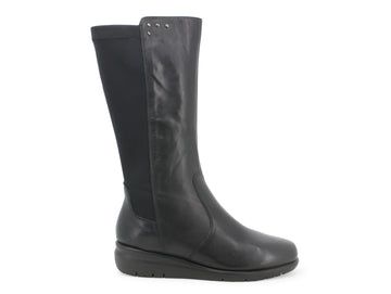 Melluso stivali zeppa tomaia elastico e pelle nera K55238-217802