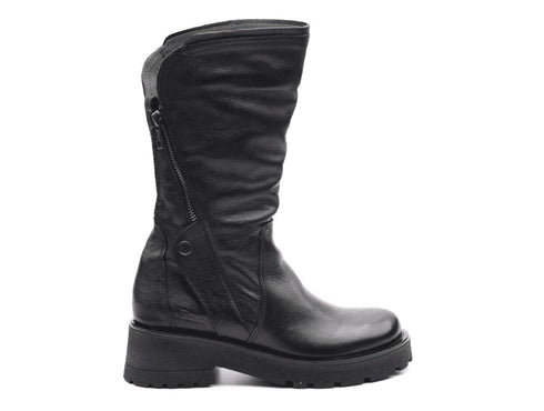 Felmini stivale cerniera diagonale tomaia pelle nera D236