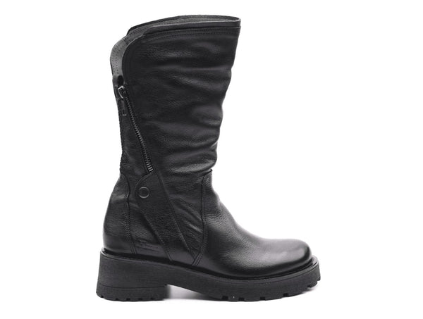 Felmini stivale cerniera diagonale tomaia pelle nera D236